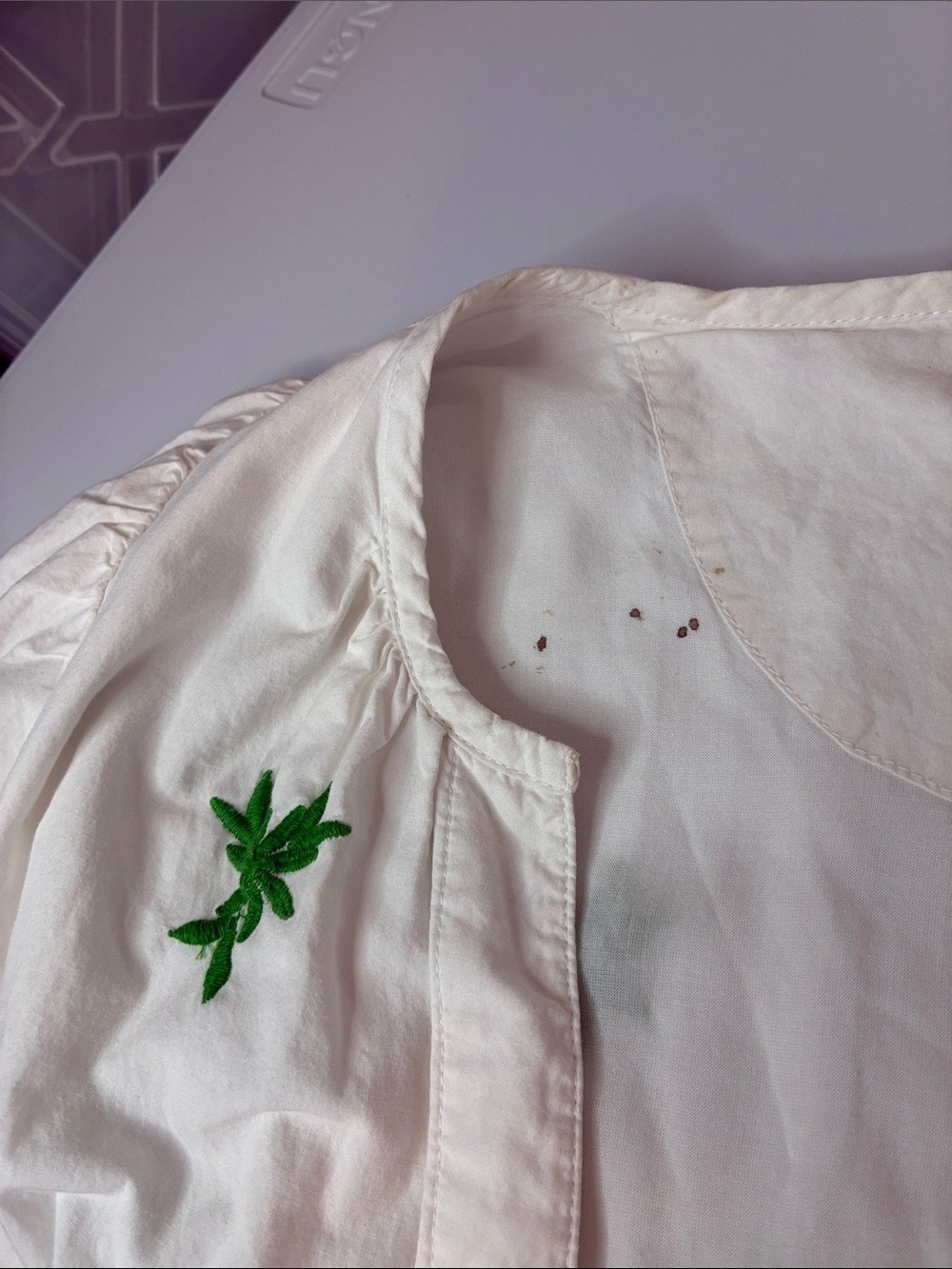 Anthropologie The Somerset Embroidered Maxi Dress White Green Floral Leaves XL - Picture 11 of 11